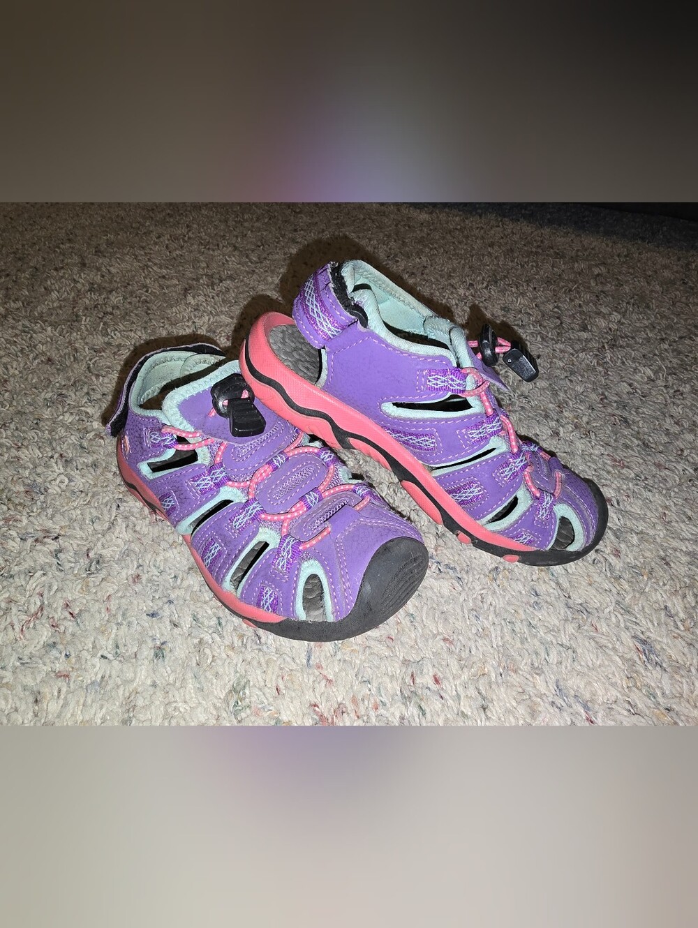 Kids Purple Active Sandals with Pink Trim